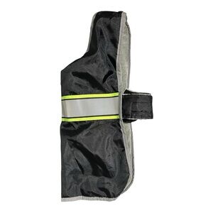 Top Paw Black Dog Coat with Reflective & Green Stripes – Size Large